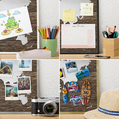 Magnetic board for magnets in a gold frame Wooden map