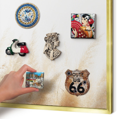 Metal magnet board with a gold frame Essential grasses