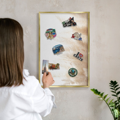 Metal magnet board with a gold frame Essential grasses