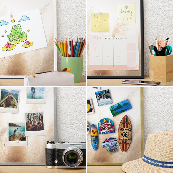 Metal magnet board with a gold frame Essential grasses
