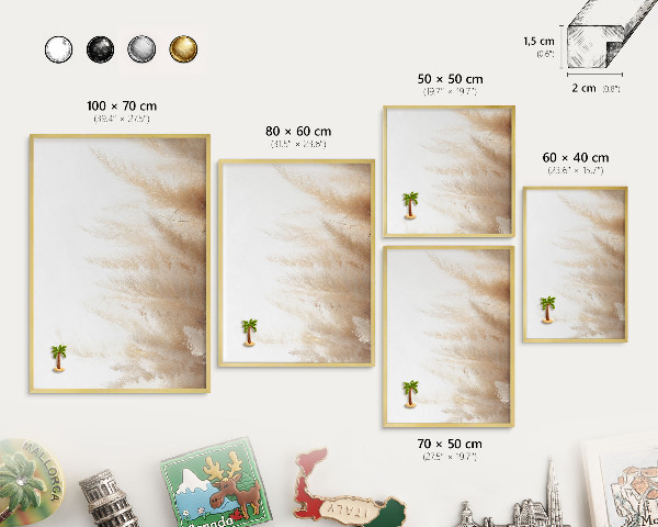 Metal magnet board with a gold frame Essential grasses