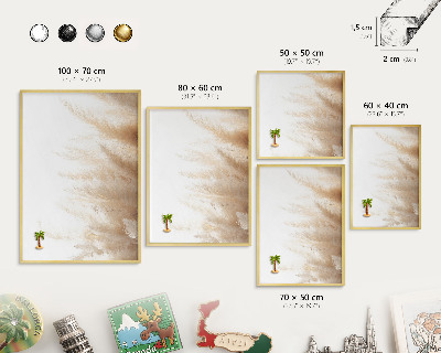 Metal magnet board with a gold frame Essential grasses