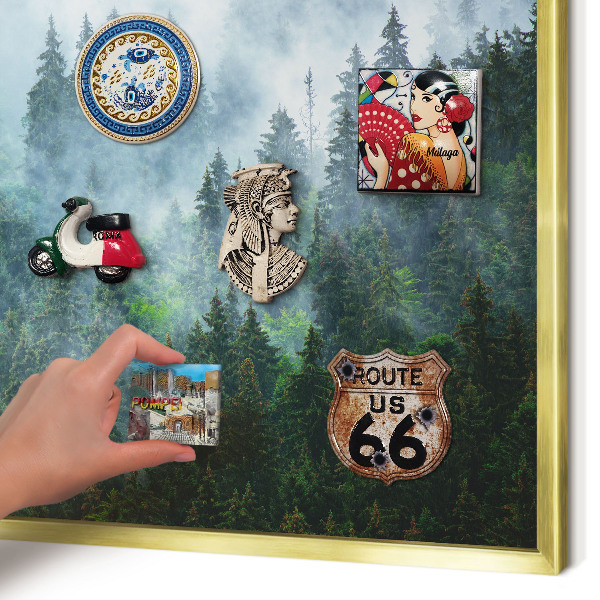 Magnetic board for magnets in a gold frame Mysterious forest