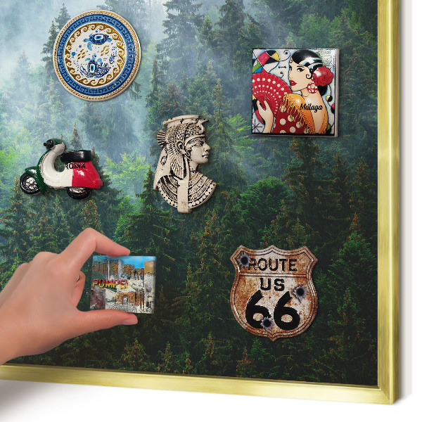 Magnetic board for magnets in a gold frame Mysterious forest