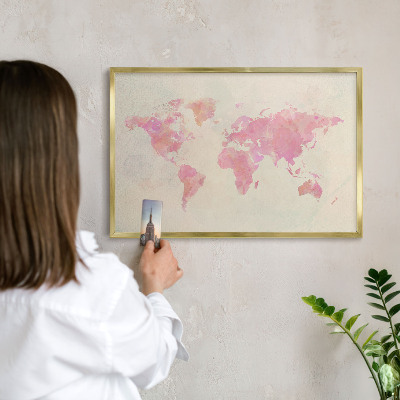 Magnetic board for magnets in a gold frame World map