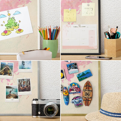 Magnetic board for magnets in a gold frame World map