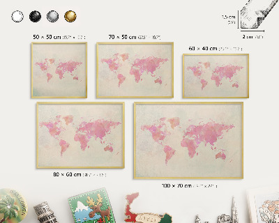 Magnetic board for magnets in a gold frame World map