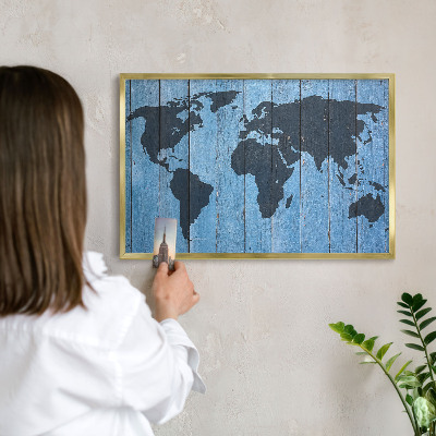 Magnetic board for magnets in a gold frame World map