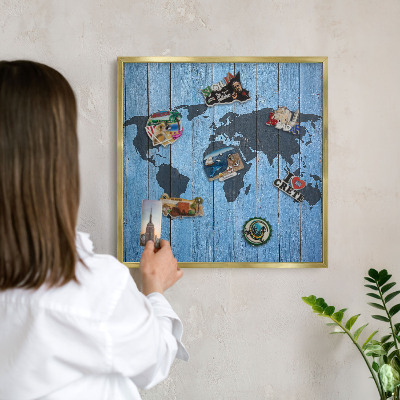 Magnetic board for magnets in a gold frame World map