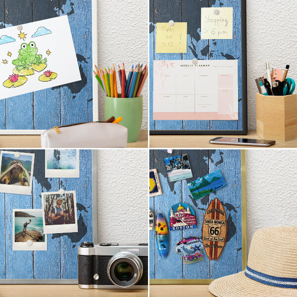 Magnetic board for magnets in a gold frame World map