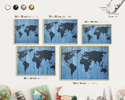 Magnetic board for magnets in a gold frame World map