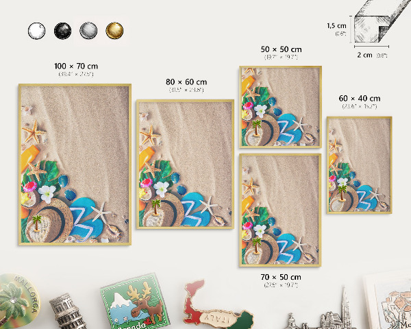 Magnetic board for magnets in a gold frame Summer relaxation