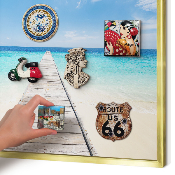 Magnetic board for magnets in a gold frame Ocean Pier