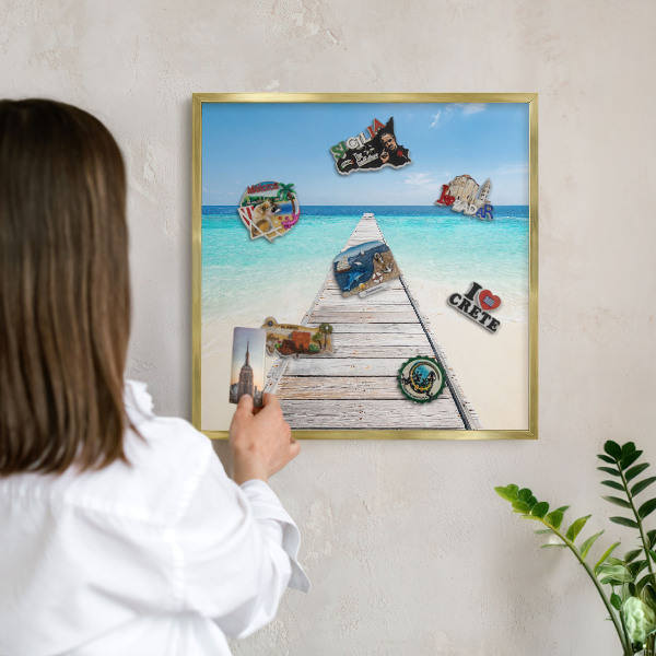 Magnetic board for magnets in a gold frame Ocean Pier