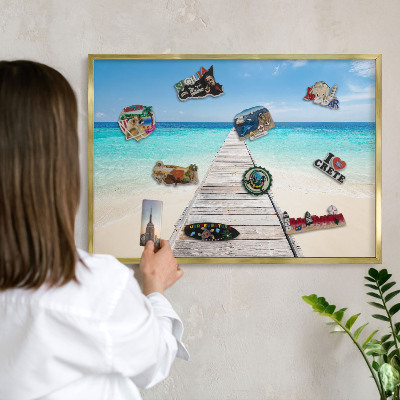 Magnetic board for magnets in a gold frame Ocean Pier
