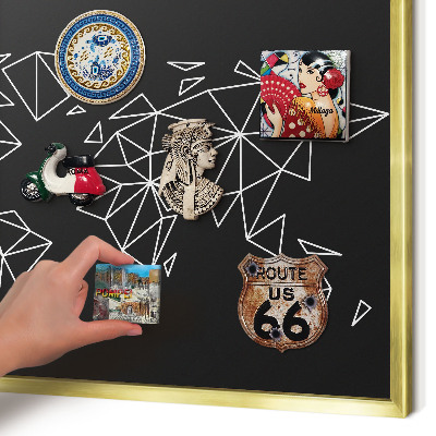 Magnetic board for magnets in a gold frame World map