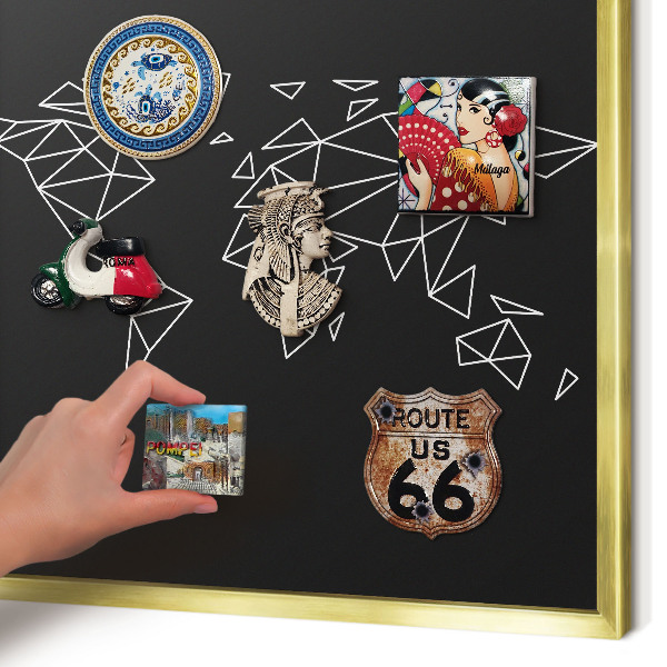 Magnetic board for magnets in a gold frame World map