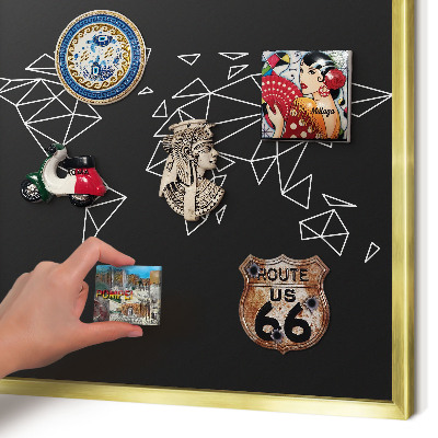 Magnetic board for magnets in a gold frame World map
