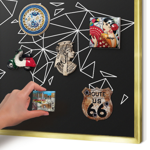 Magnetic board for magnets in a gold frame World map