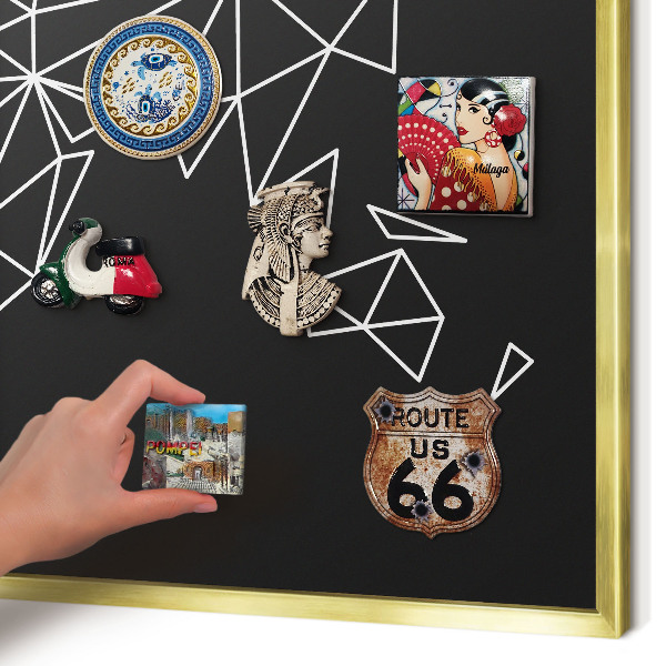 Magnetic board for magnets in a gold frame World map