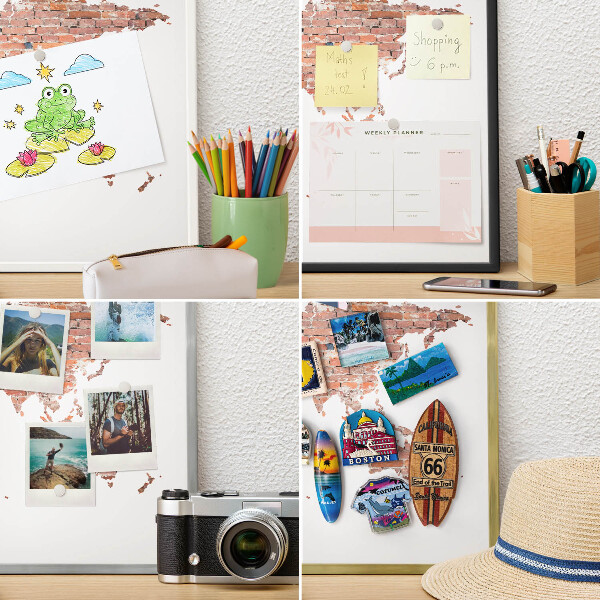 Metal magnet board with a gold frame Brick map
