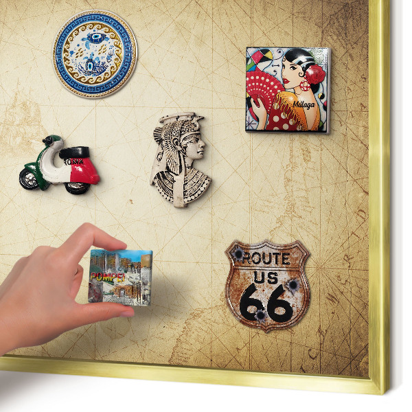 Magnetic board for magnets in a gold frame Ancient map