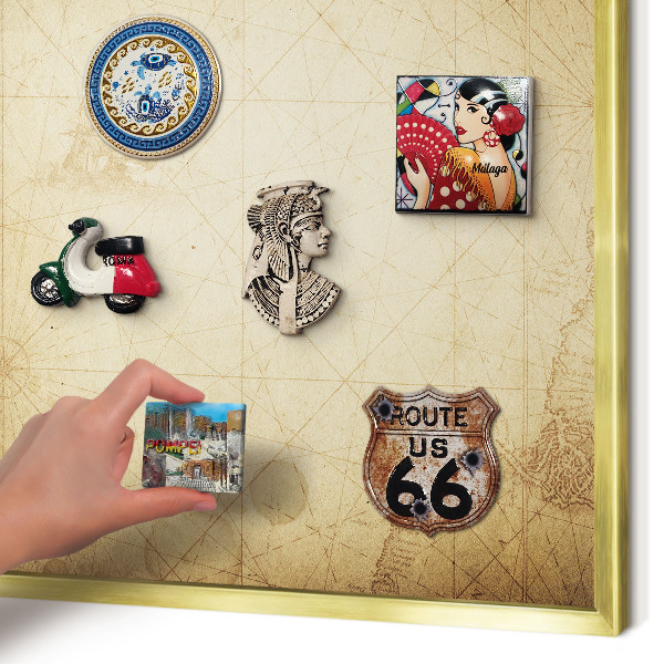 Magnetic board for magnets in a gold frame Ancient map