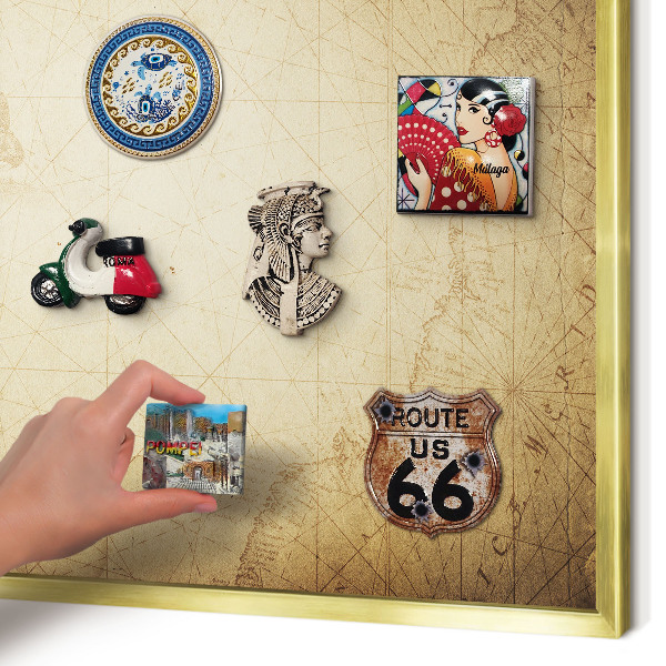 Magnetic board for magnets in a gold frame Ancient map