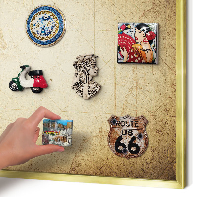 Magnetic board for magnets in a gold frame Ancient map