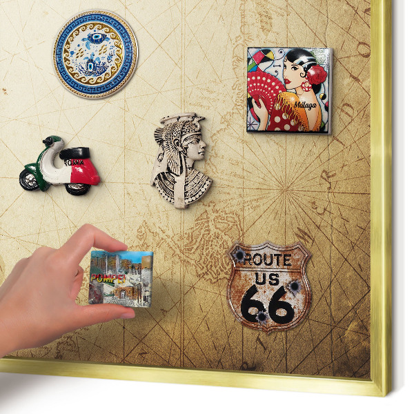 Magnetic board for magnets in a gold frame Ancient map