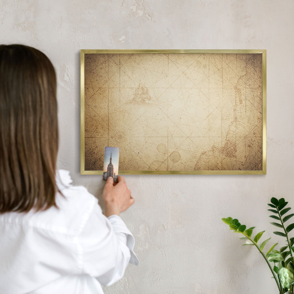 Magnetic board for magnets in a gold frame Ancient map