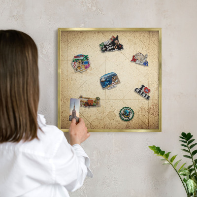 Magnetic board for magnets in a gold frame Ancient map
