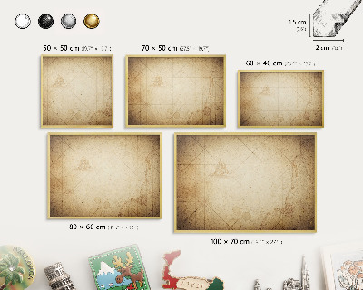 Magnetic board for magnets in a gold frame Ancient map
