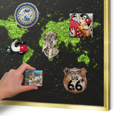 Magnetic board for magnets in a gold frame Green map