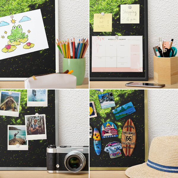 Magnetic board for magnets in a gold frame Green map