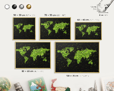 Magnetic board for magnets in a gold frame Green map