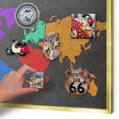 Metal magnet board with a gold frame Color map