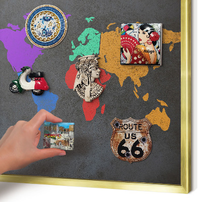 Metal magnet board with a gold frame Color map