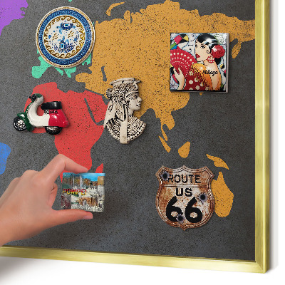 Metal magnet board with a gold frame Color map