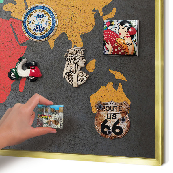 Metal magnet board with a gold frame Color map