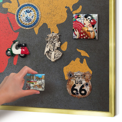 Metal magnet board with a gold frame Color map