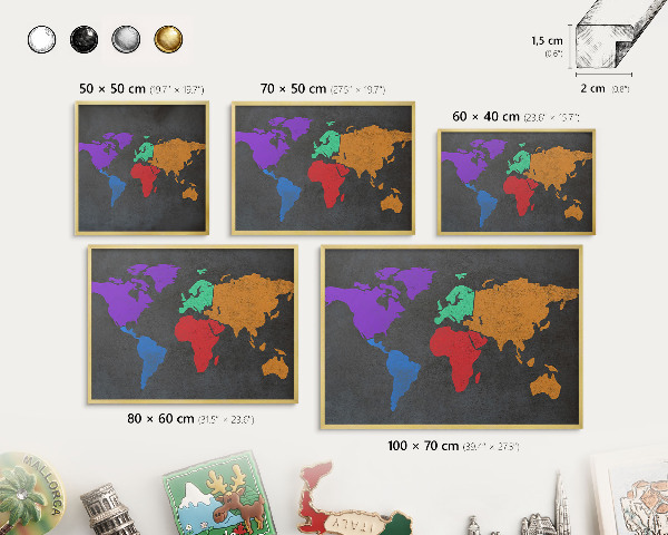 Metal magnet board with a gold frame Color map