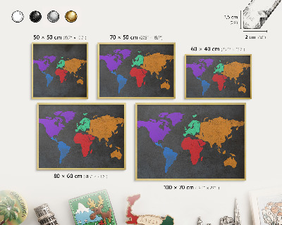 Metal magnet board with a gold frame Color map