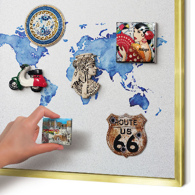 Magnetic board for magnets in a gold frame Watercolor map
