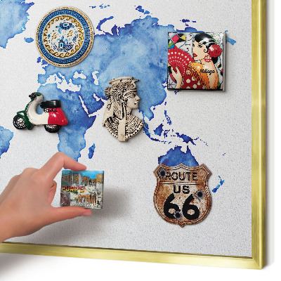 Magnetic board for magnets in a gold frame Watercolor map