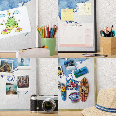 Magnetic board for magnets in a gold frame Watercolor map