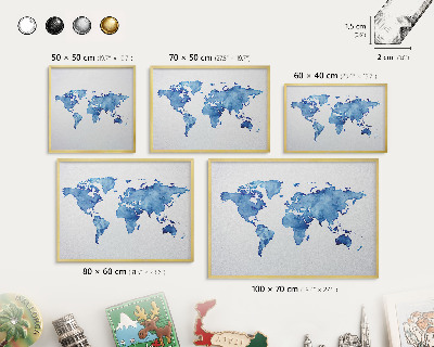 Magnetic board for magnets in a gold frame Watercolor map