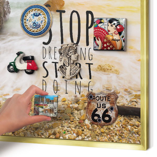 Magnetic board for magnets in a gold frame Coast theme