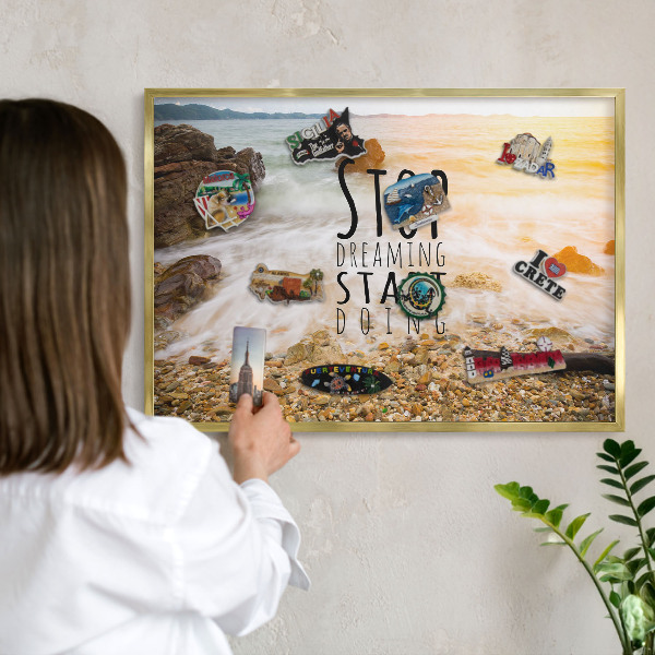 Magnetic board for magnets in a gold frame Coast theme