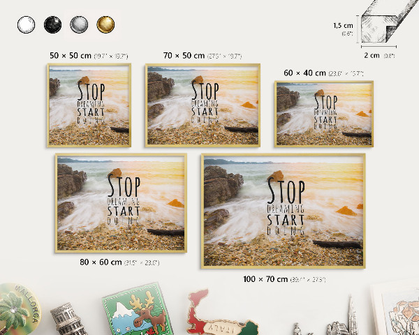 Magnetic board for magnets in a gold frame Coast theme